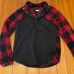 Maurices Red and Black Fleece Top
